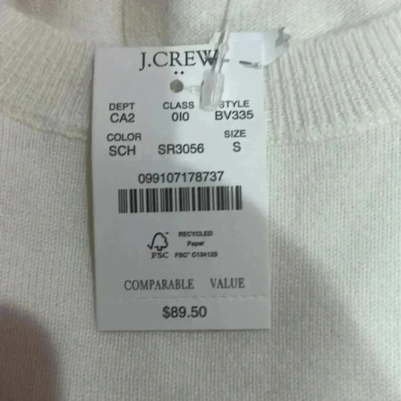 J. Crew Teddie Crewneck Sweater White Gold Letters Size Small NWT - Picture 3 of 3